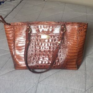 Croc-embossed leather Brahmin tote